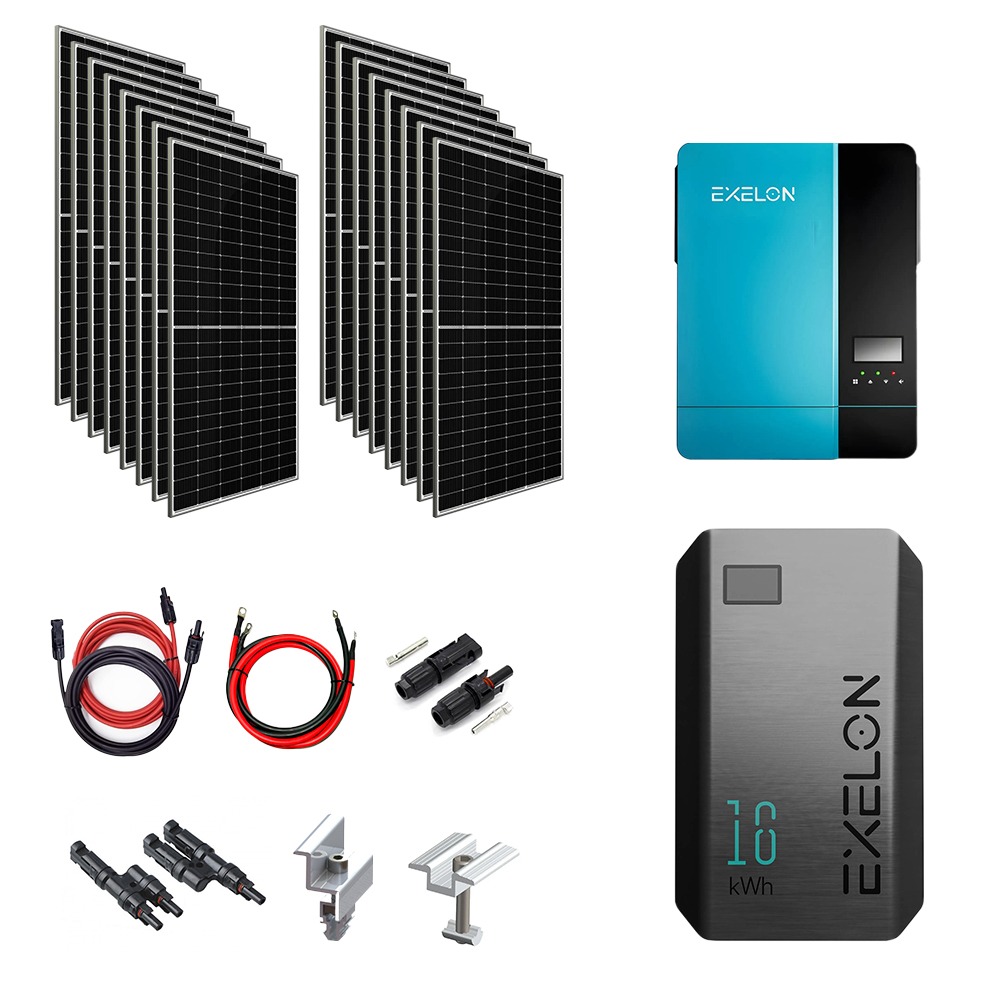 11 kW Akıllı İnverterli Güneş Paneli Sistemi 16 kWh Lityum Bataryalı Solar Enerji Paketi