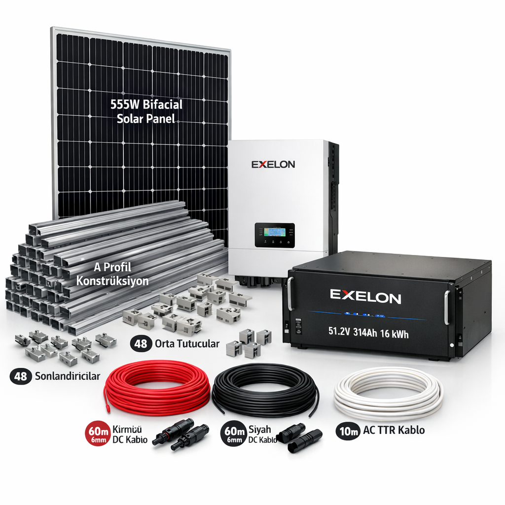 11 kW Akıllı İnverterli Güneş Paneli Sistemi 16 kWh Lityum Bataryalı Solar Enerji Paketi - Görsel 4